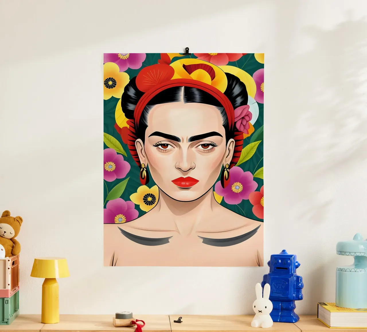 Ritratto floreale di Frida Kahlo poster da ART DECO