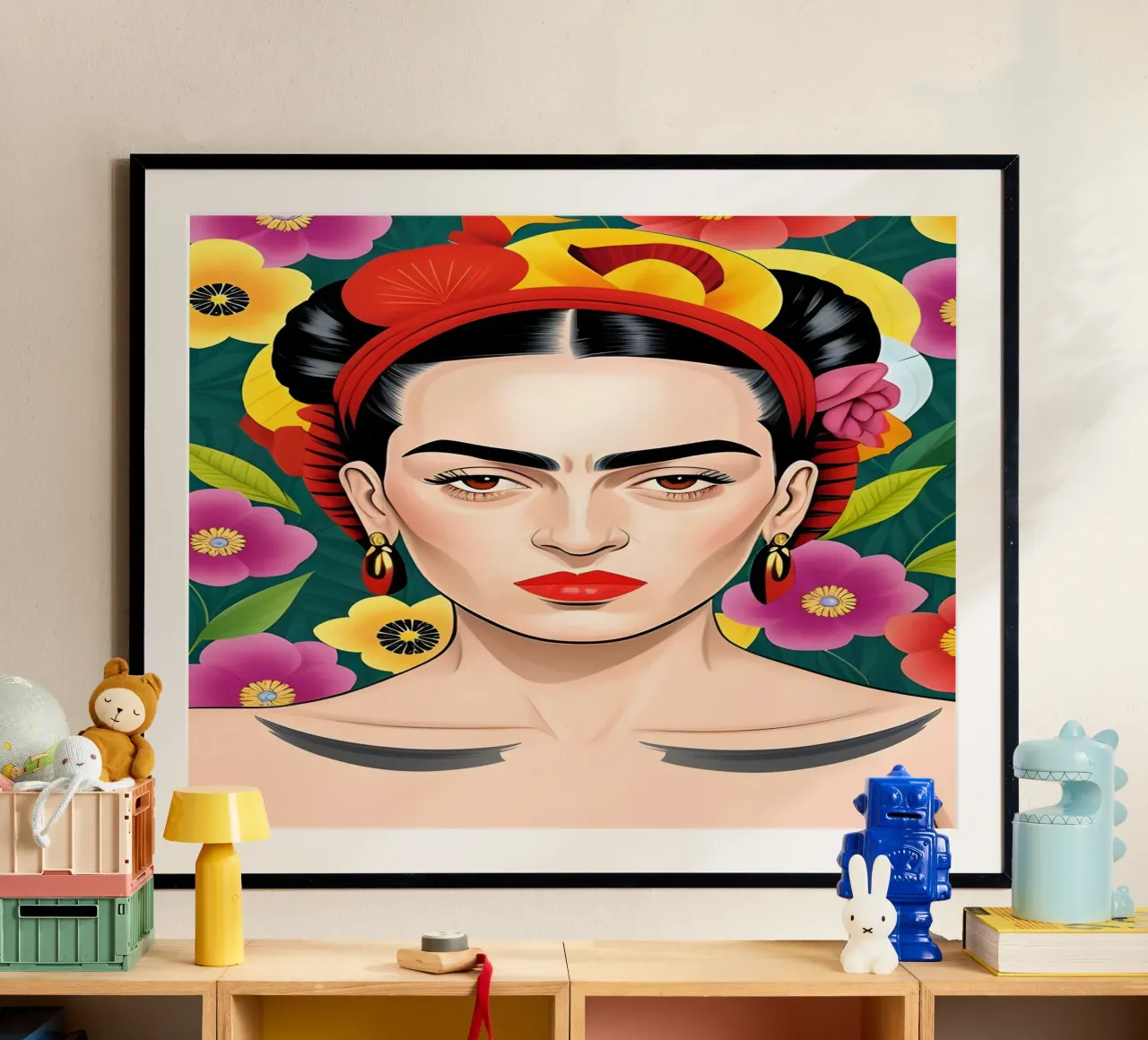 Ritratto floreale di Frida Kahlo poster da ART DECO
