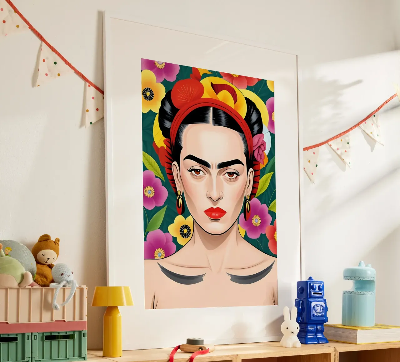 Ritratto floreale di Frida Kahlo poster da ART DECO