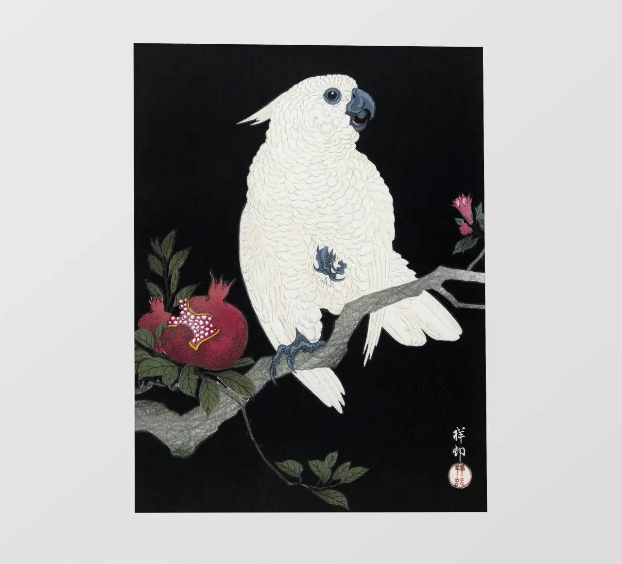 Ohara Koson - Cockatoo and Pomegranate pellicola backlit da apoloprints