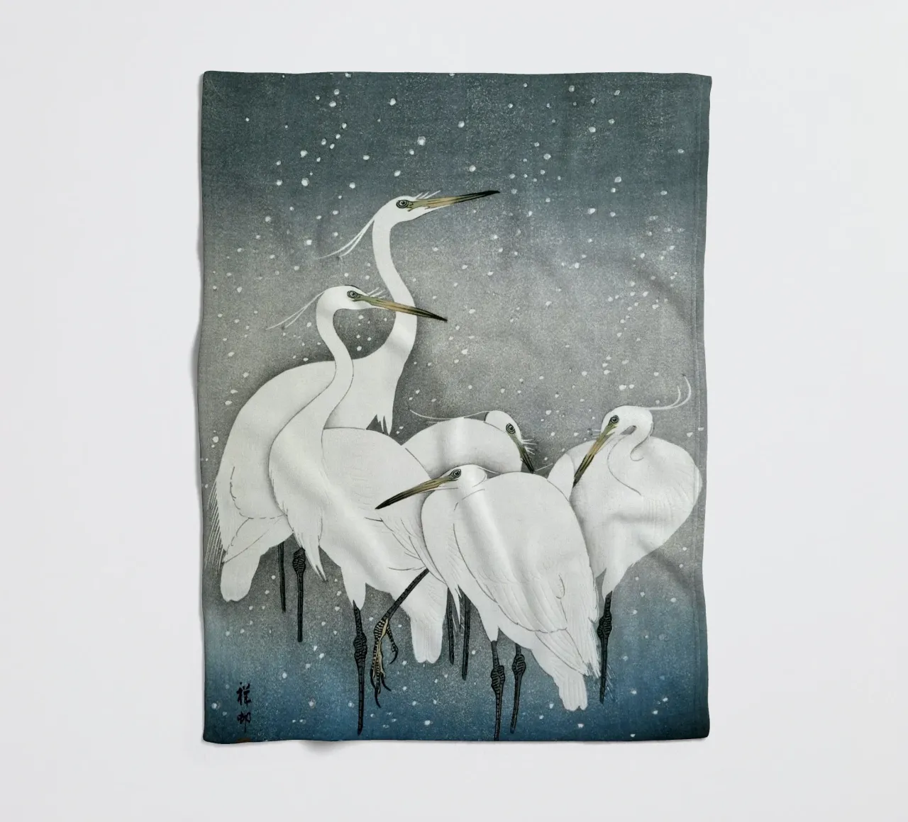 Ohara Koson - Group of Egrets fleece blanket by apoloprints