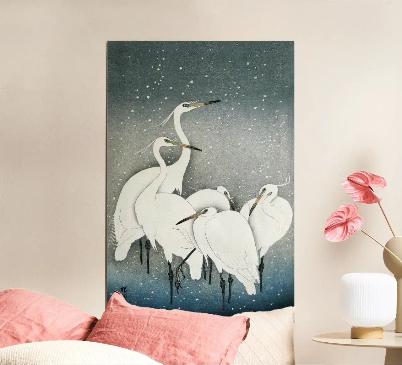 Ohara Koson - Group of Egrets carta hahnemühle da apoloprints