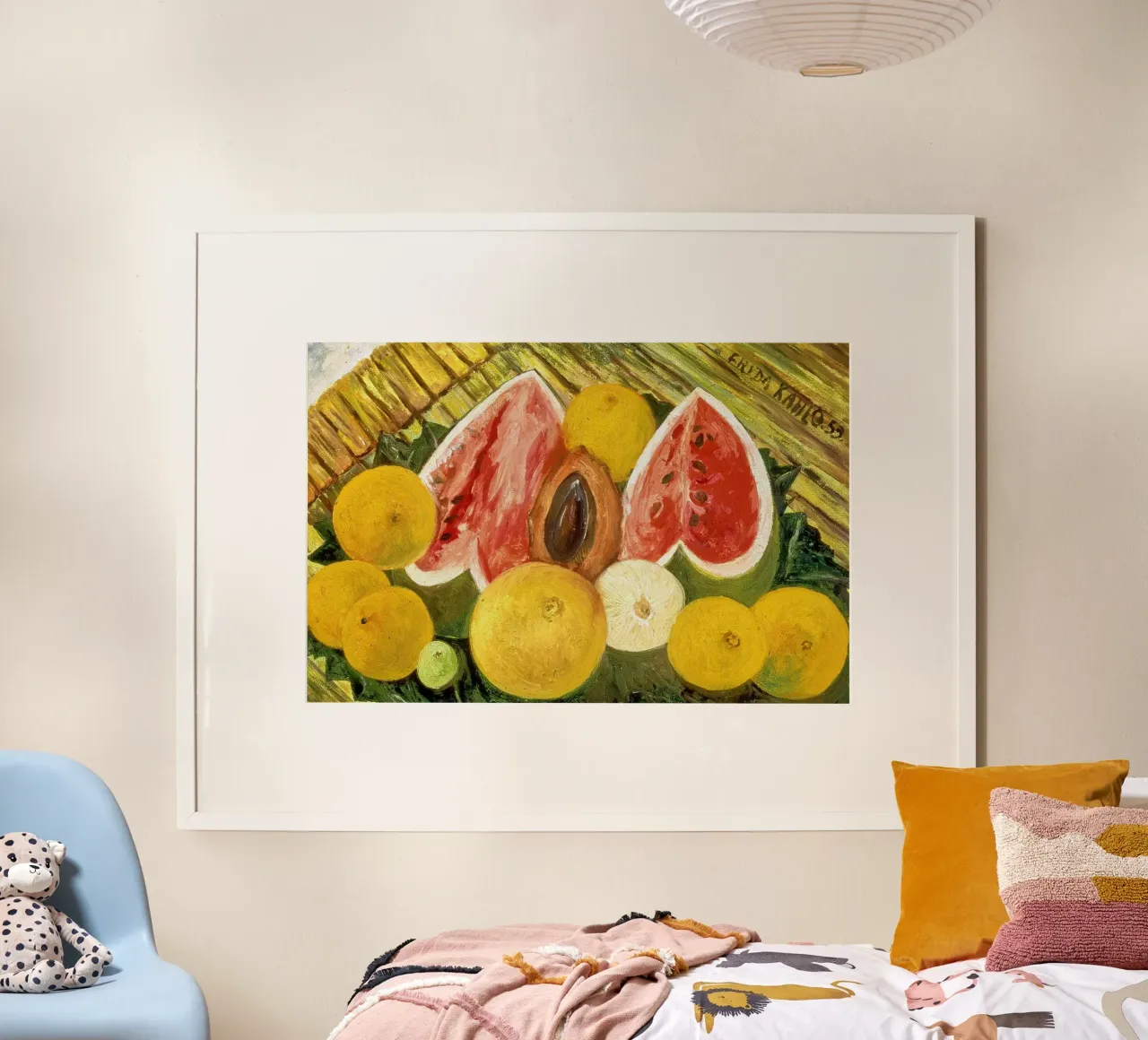 Frida Kahlo - Natura morta con angurie poster con telaio in legno da ARTOTHEK