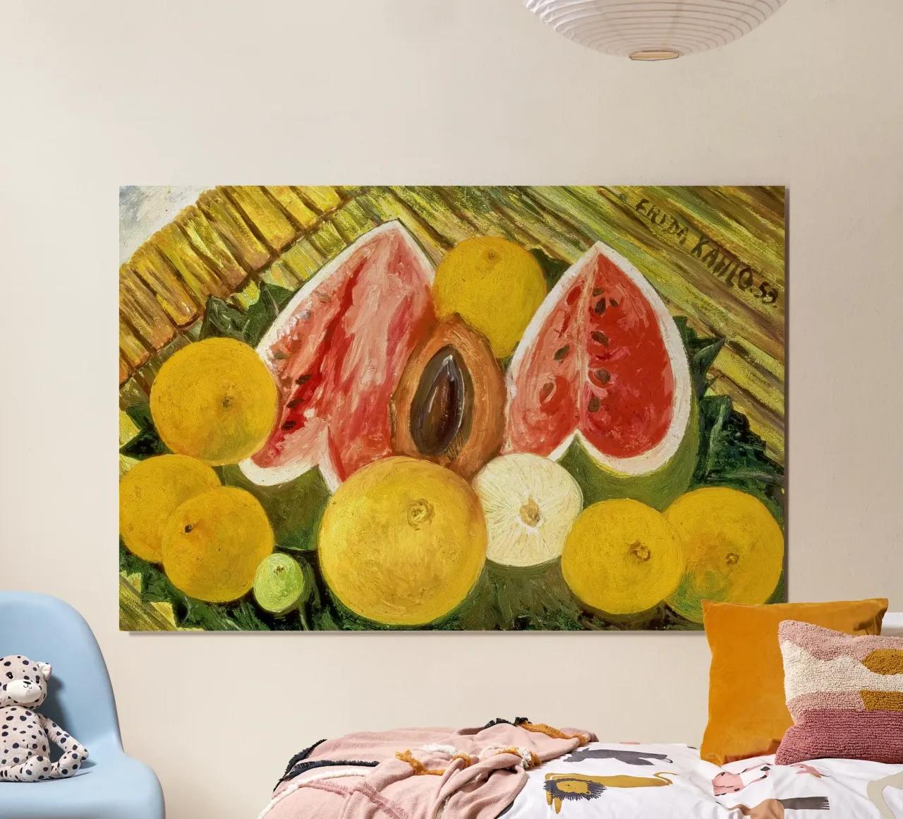 Frida Kahlo - Natura morta con angurie poster con telaio in legno da ARTOTHEK