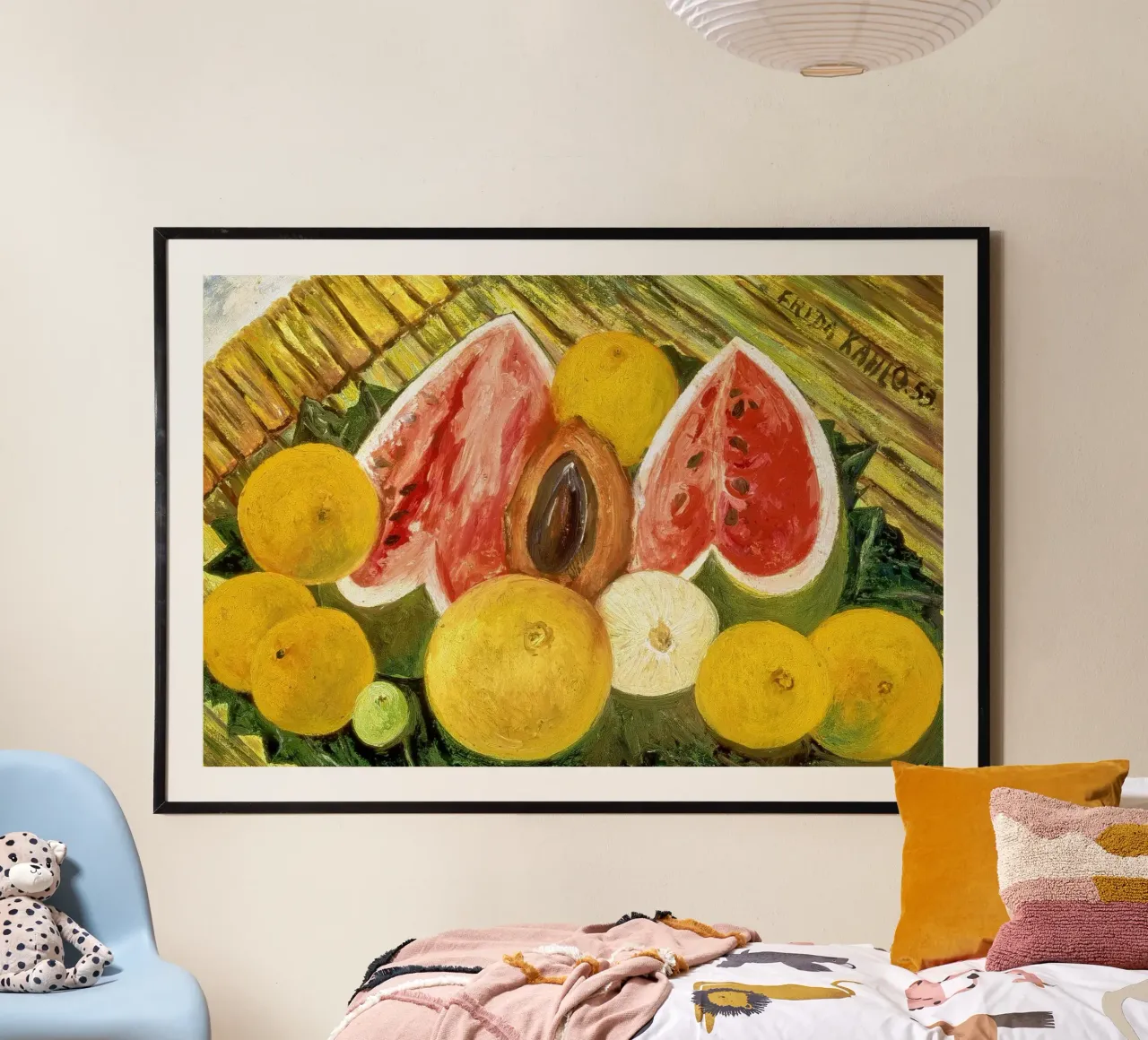 Frida Kahlo - Natura morta con angurie poster con telaio in legno da ARTOTHEK