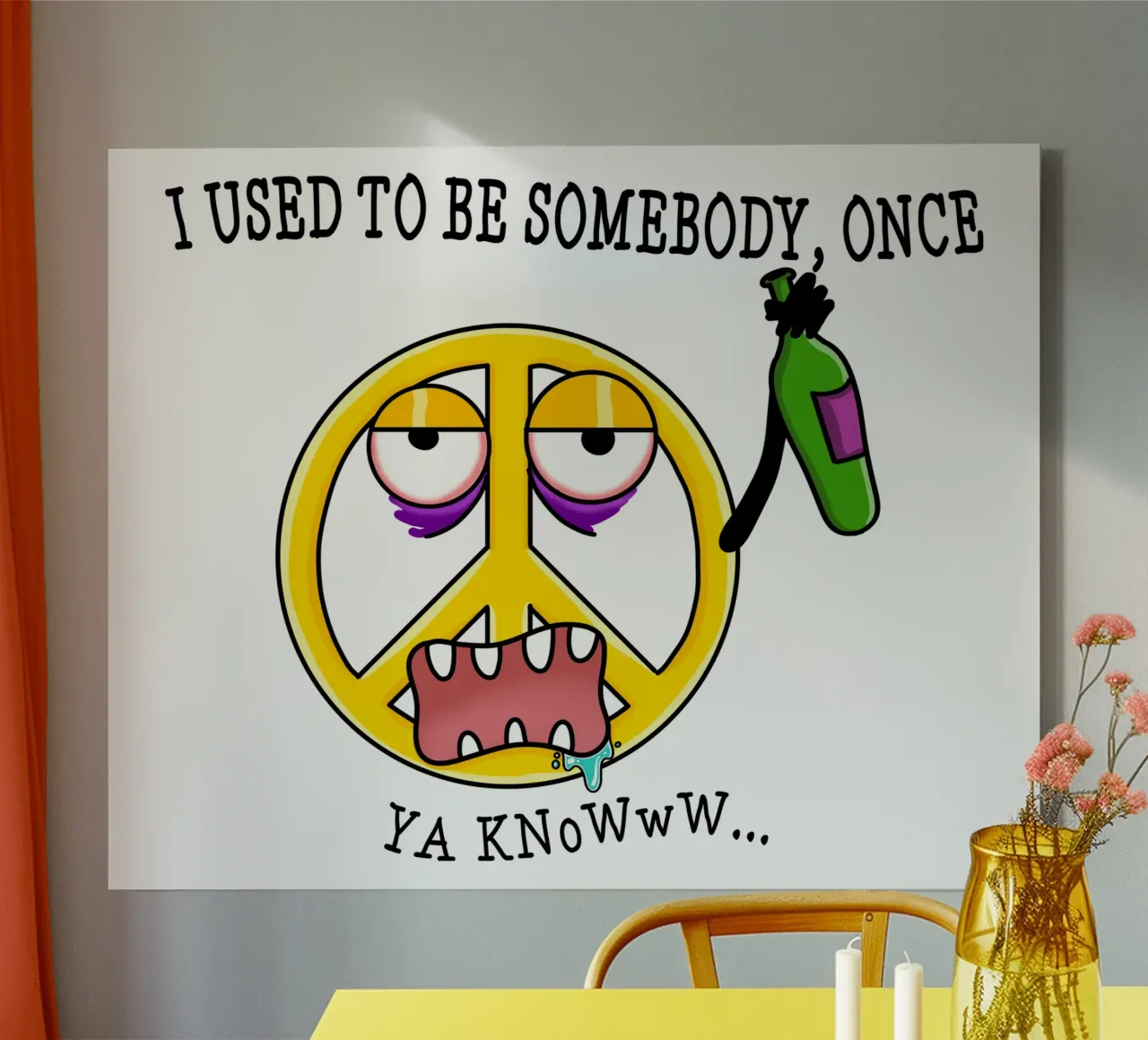 Dronken vrede canvas met Baklijst van sillyindustries