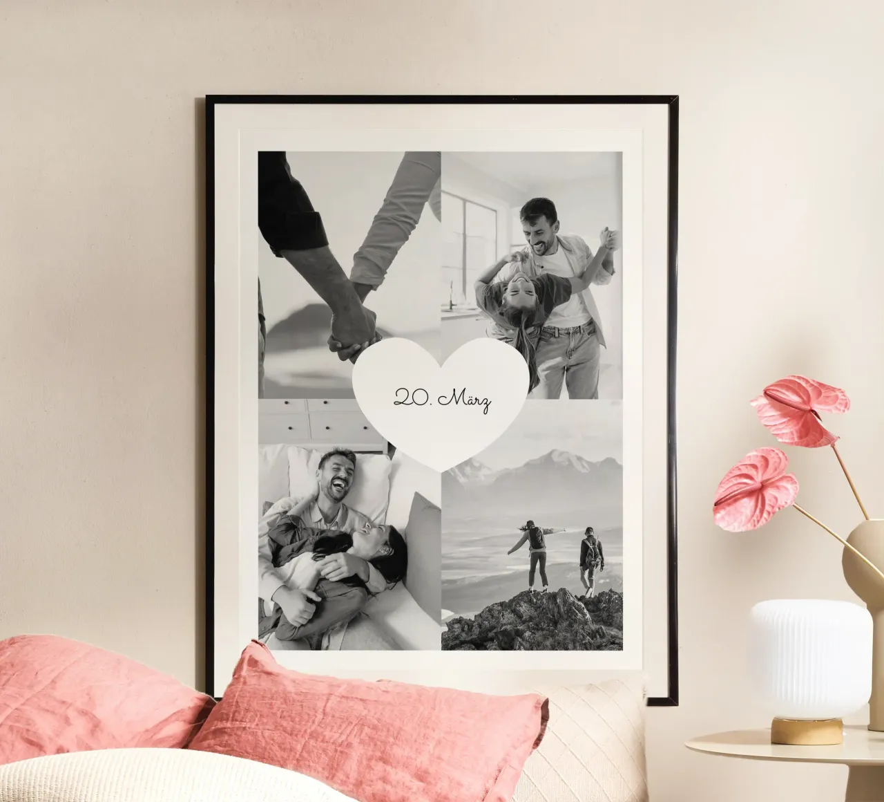 Lieblingstag - Jahrestag poster with wooden frame by WORTSPIEL