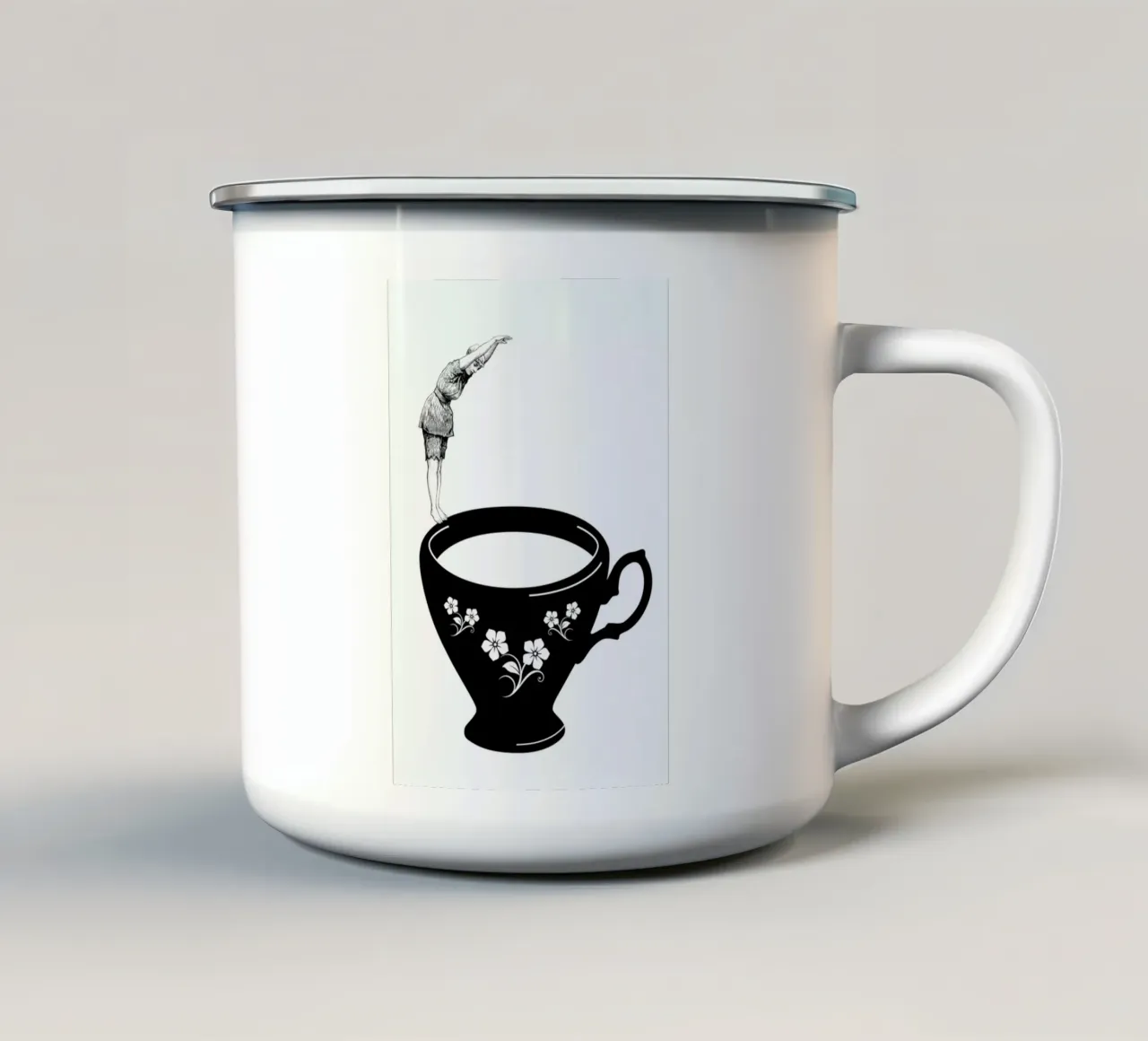 Kopfsprung in Teetasse taza de esmalte de Amy & Kurt