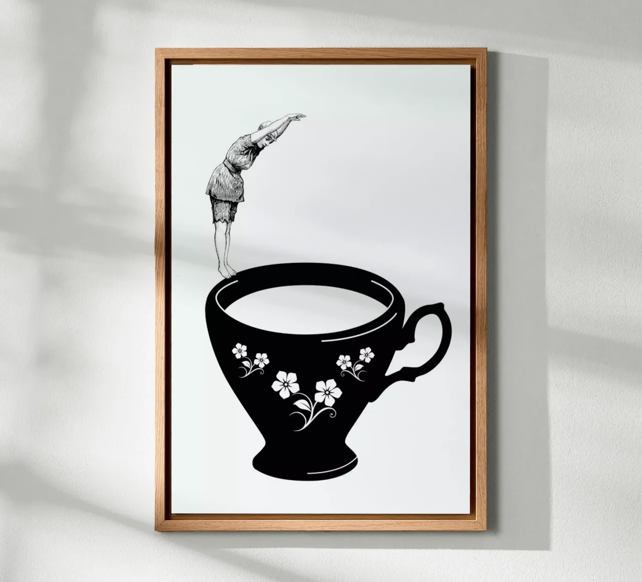 Kopfsprung in Teetasse tela con Cornice a cassetta da Amy & Kurt
