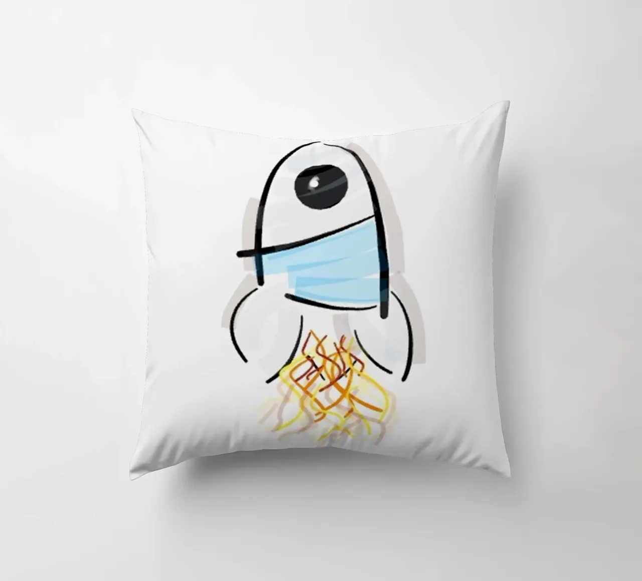 Rocket - Sketch "Work smart not hard" decorative cushion by B Art