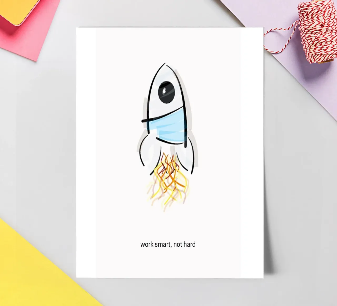 Rocket - Sketch "Work smart not hard" Stickerbogen von B Art