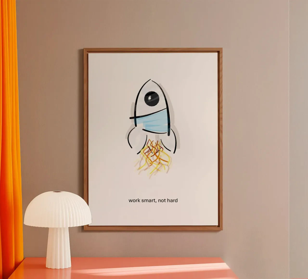 Rocket - Sketch "Work smart not hard" Alu-Dibond von B Art