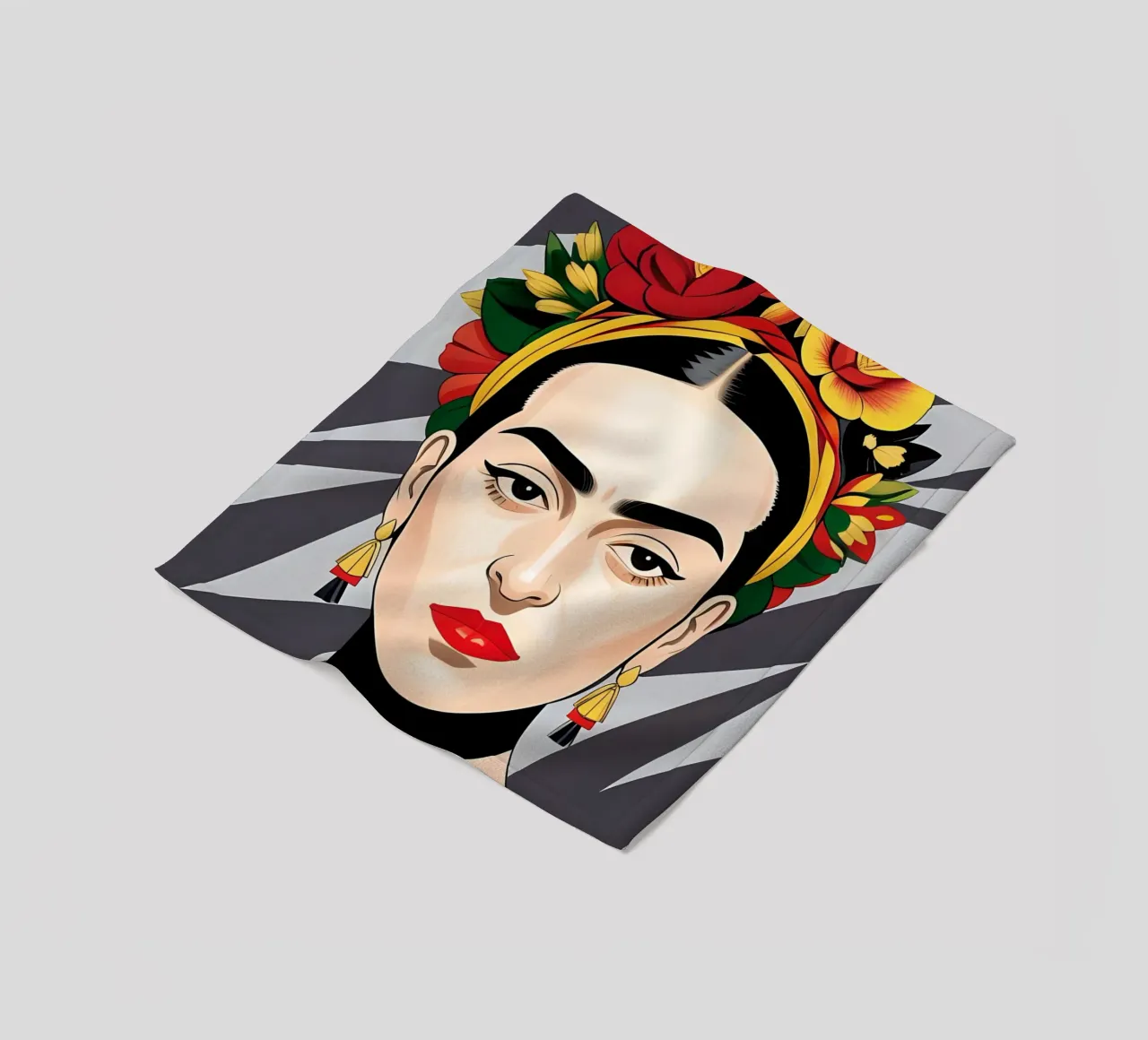 Frida Kahlo con fiori nei capelli coperta in pile da ART DECO