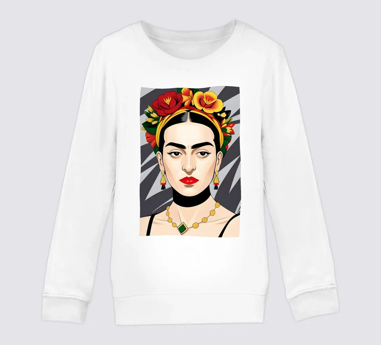 Frida Kahlo con fiori nei capelli felpa bambino da ART DECO