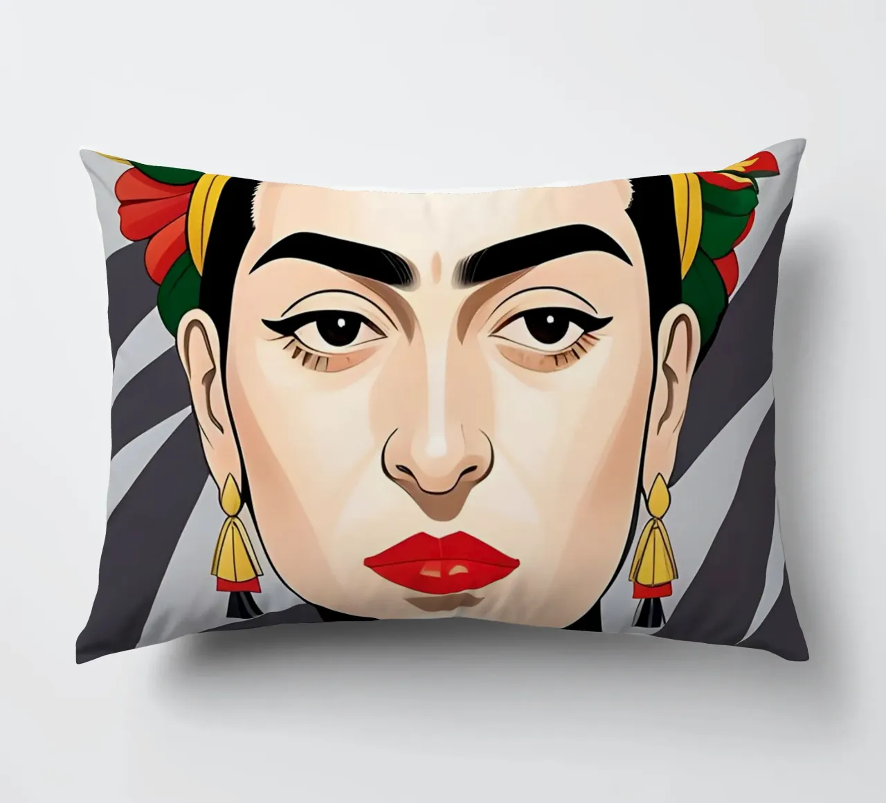 Frida Kahlo con fiori nei capelli cuscino da ART DECO