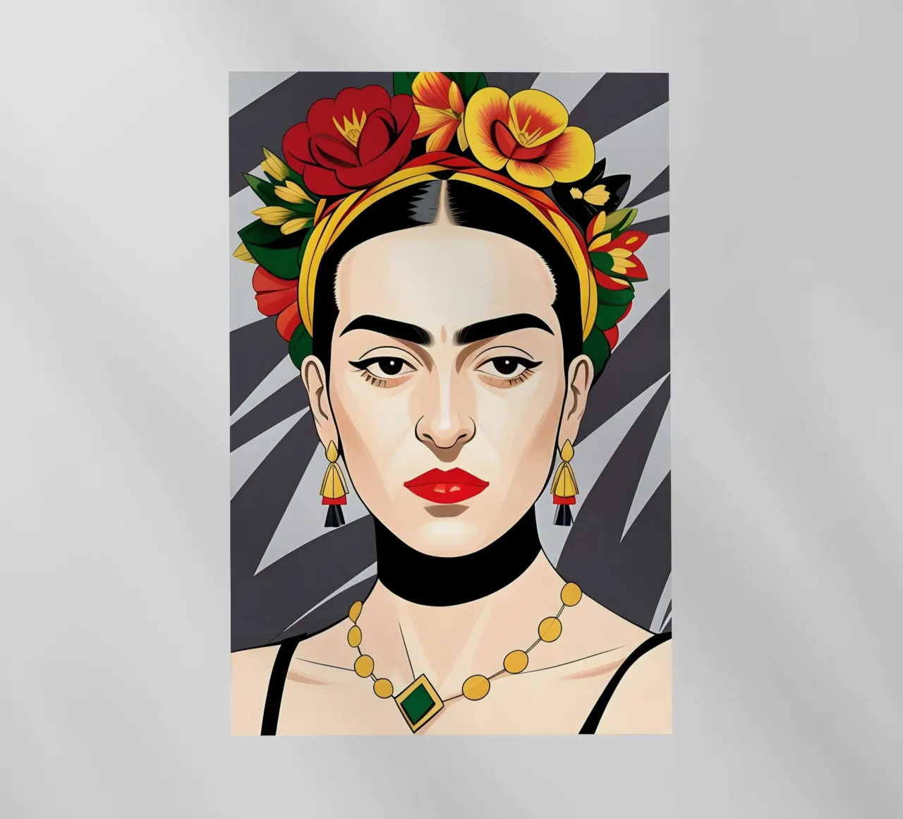 Frida Kahlo con fiori nei capelli pellicola backlit da ART DECO