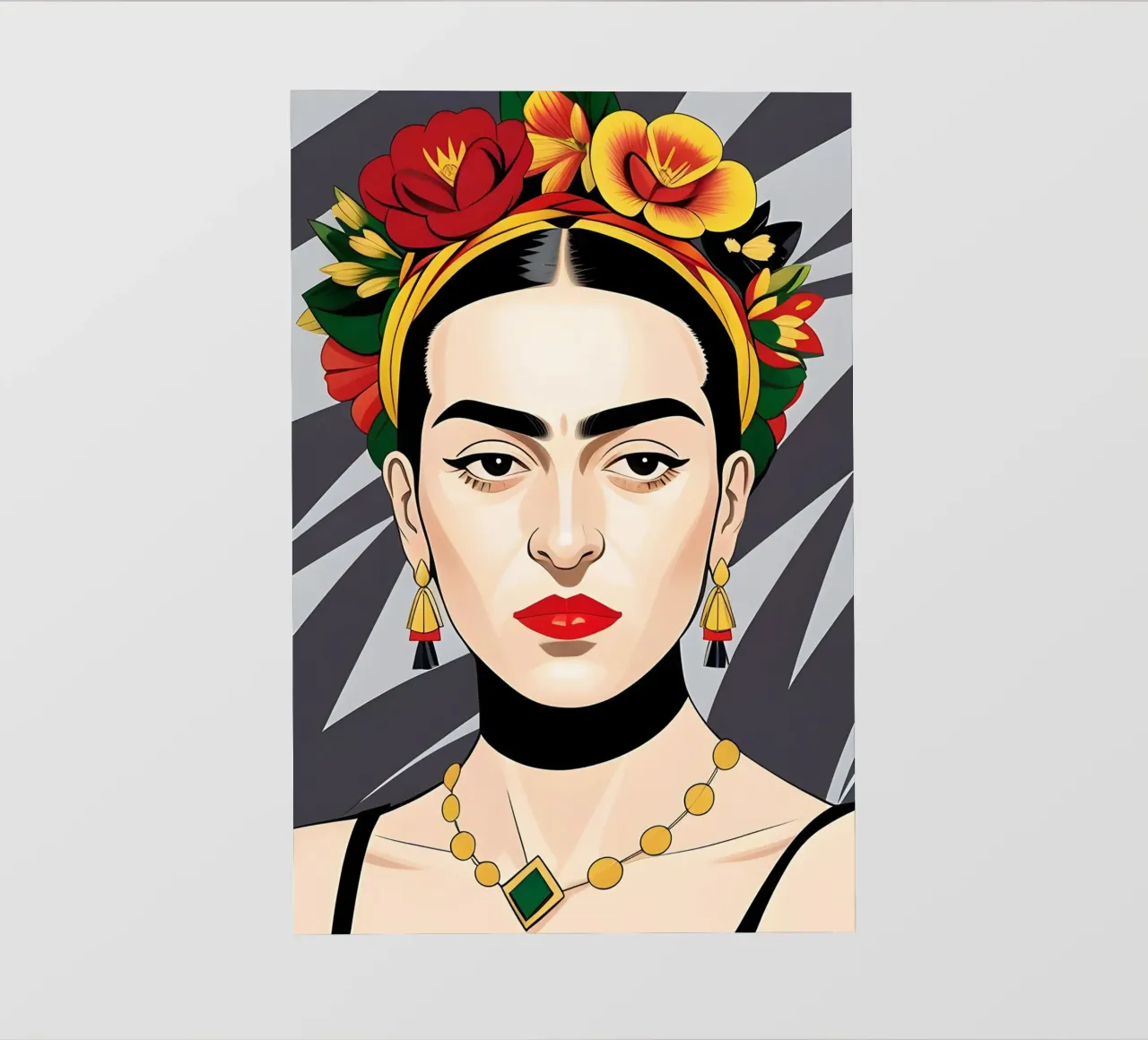 Frida Kahlo con fiori nei capelli pellicola backlit da ART DECO