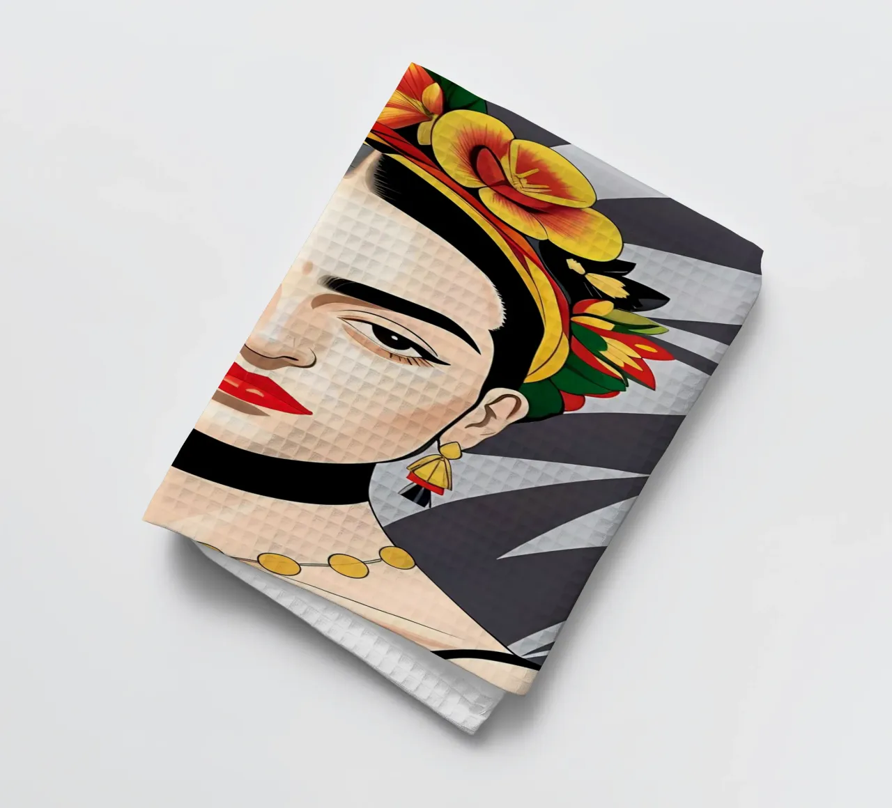 Frida Kahlo con fiori nei capelli canovaccio da cucina da ART DECO