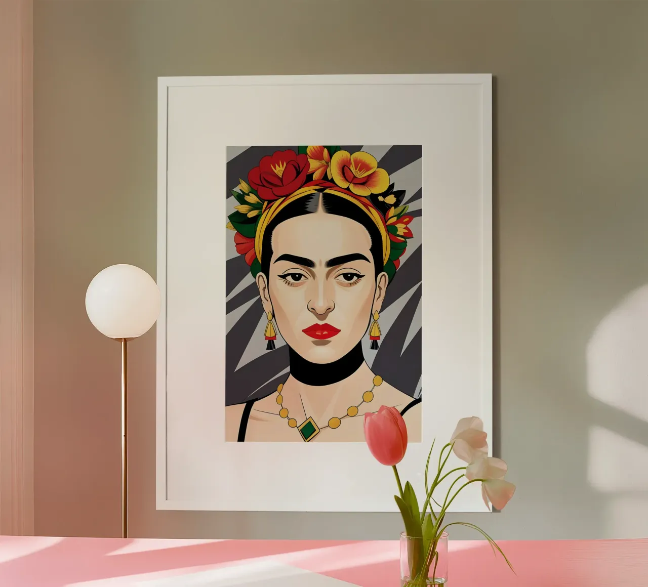 Frida Kahlo con fiori nei capelli poster da ART DECO