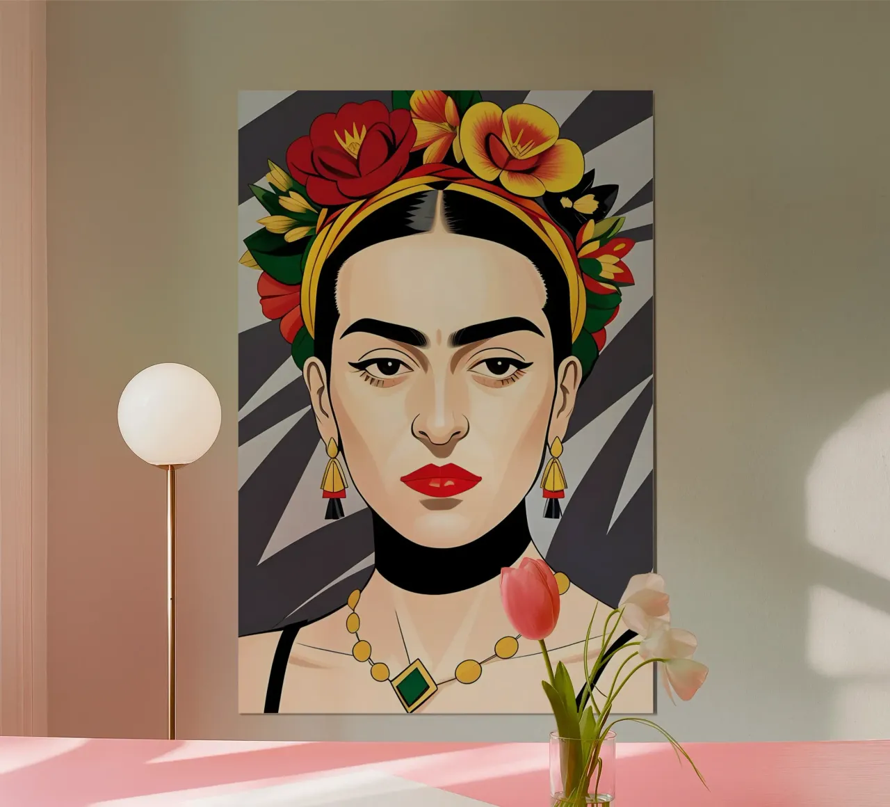 Frida Kahlo con fiori nei capelli poster da ART DECO