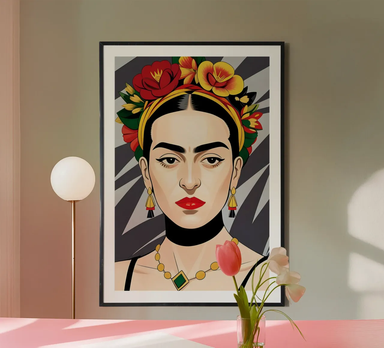 Frida Kahlo con fiori nei capelli poster da ART DECO