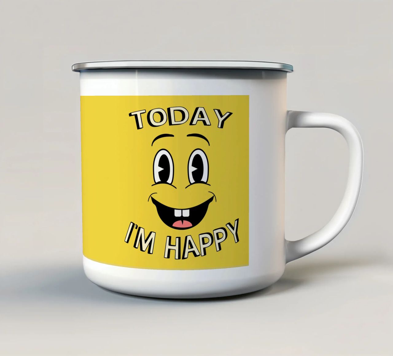 Oggi sono felice! tazza in smalto da sillyindustries