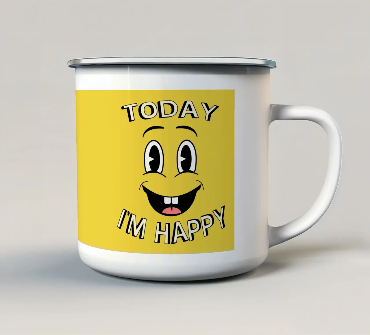 Oggi sono felice! tazza in smalto da sillyindustries