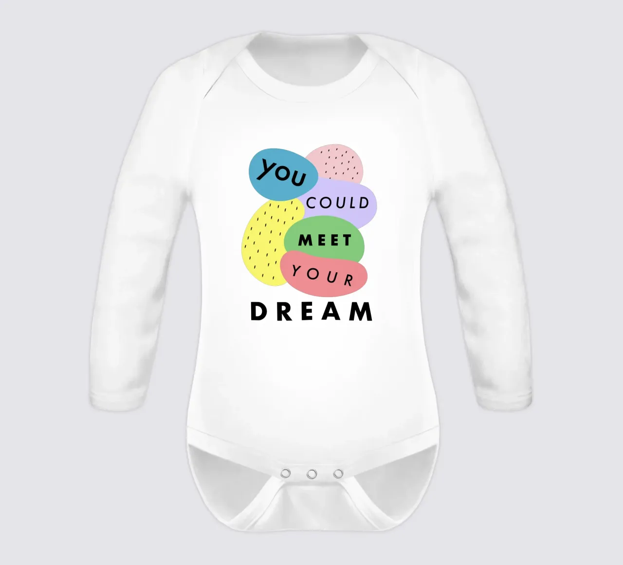 YOU COULD MEET YOUR DREAM long-sleeve baby romper by natural neutral
