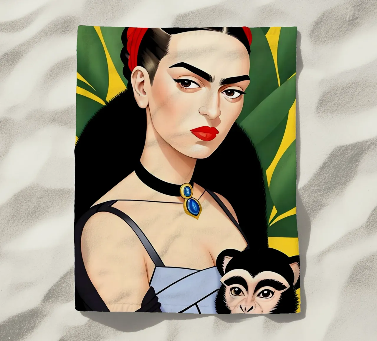 Frida Kahlo e la scimmia telo mare da ART DECO