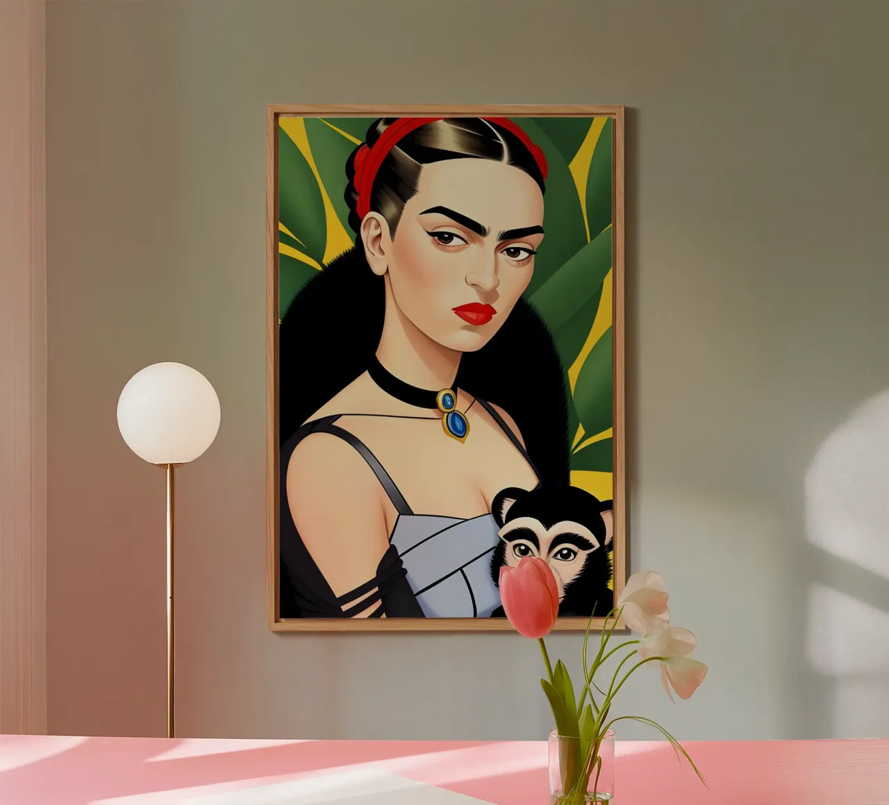 Frida Kahlo e la scimmia alluminio dibond da ART DECO