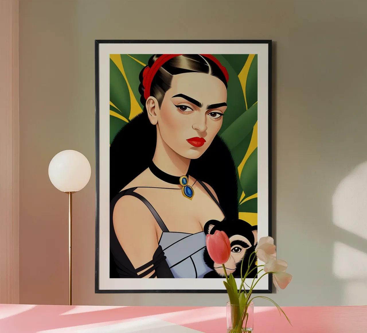 Frida Kahlo e la scimmia carta hahnemühle da ART DECO