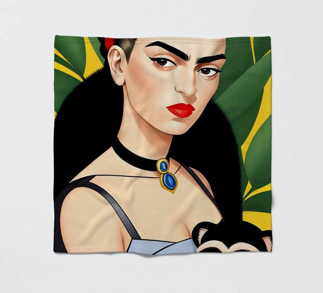 Frida Kahlo e la scimmia coperta in pile da ART DECO
