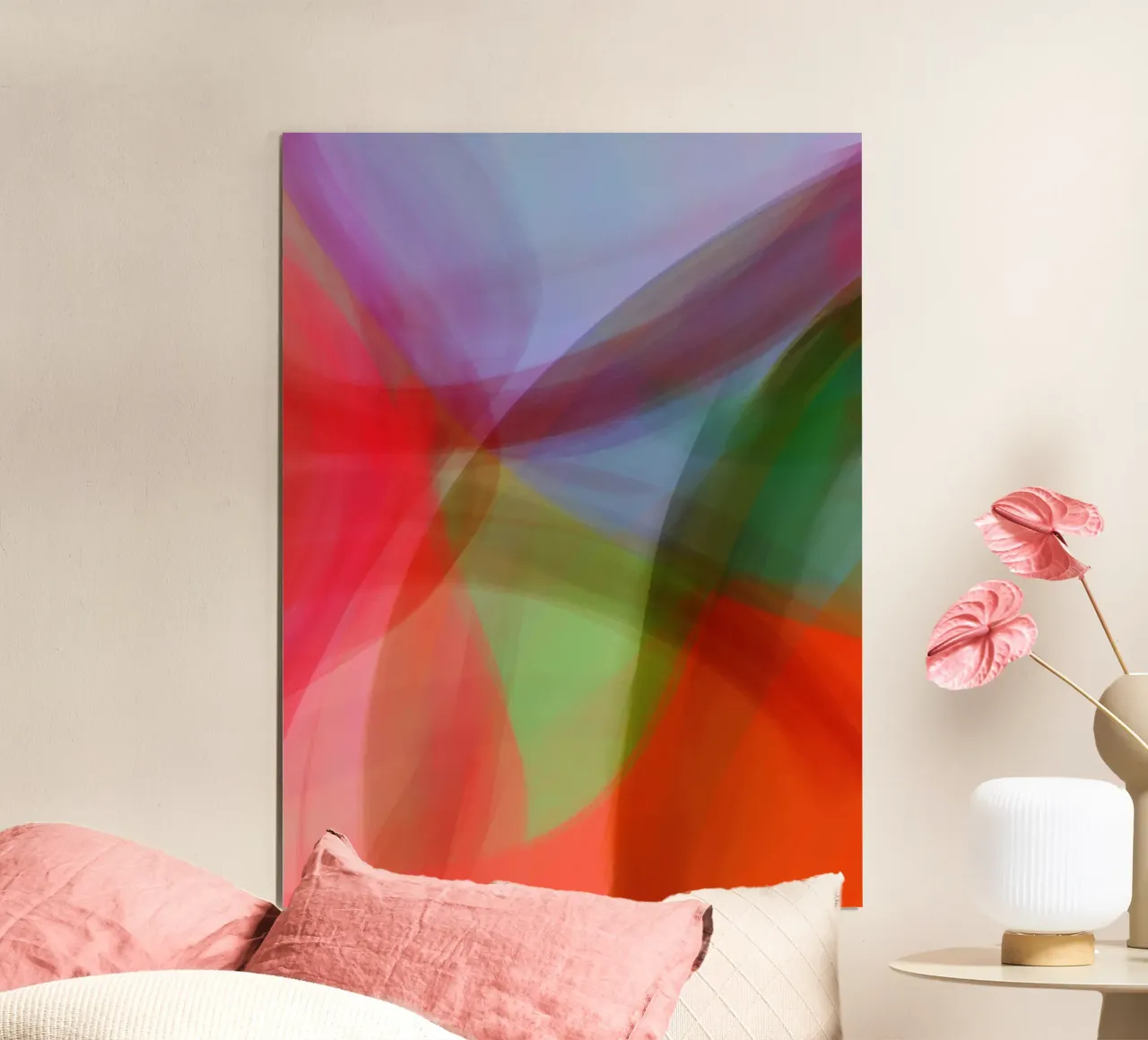 Color Swirls 2 | Soft Petals | Coral Green Lilac poster con telaio in plastica da sabidussi