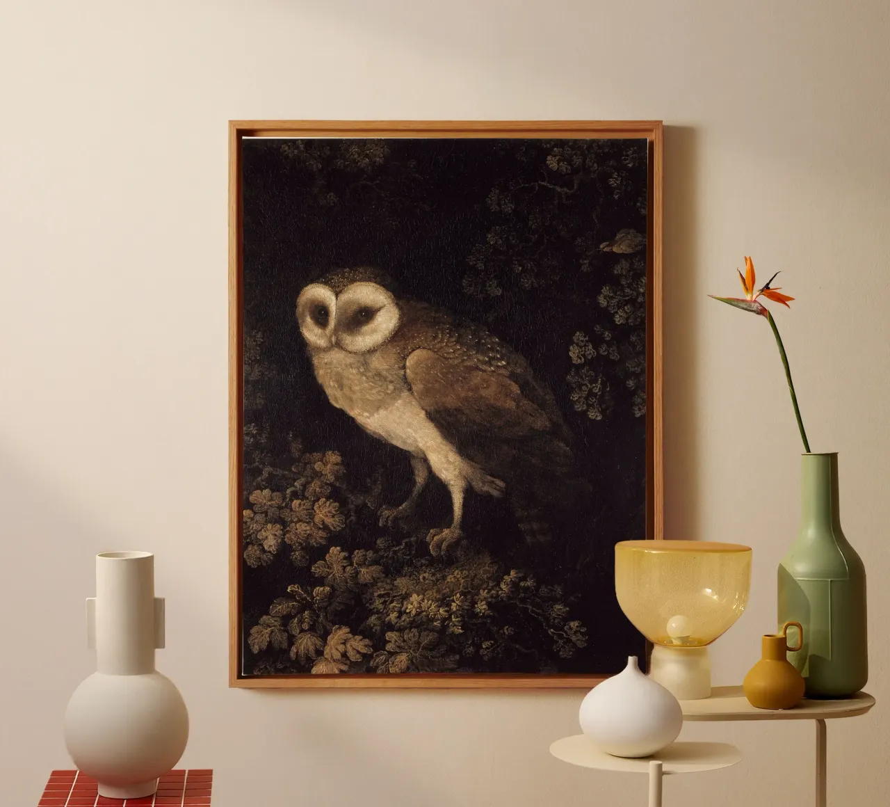 Owl canvas met Baklijst van apoloprints