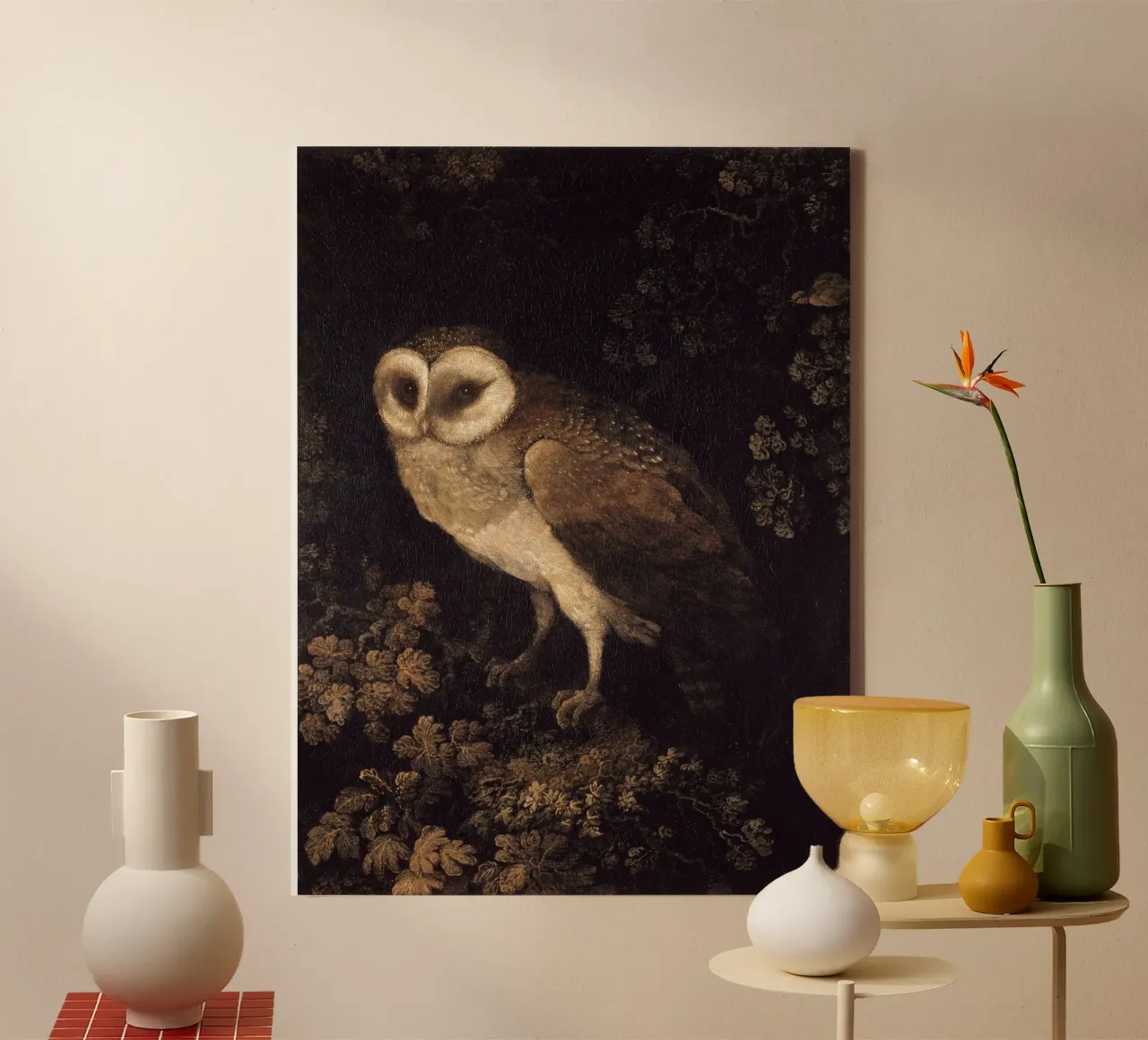 Owl canvas met Baklijst van apoloprints