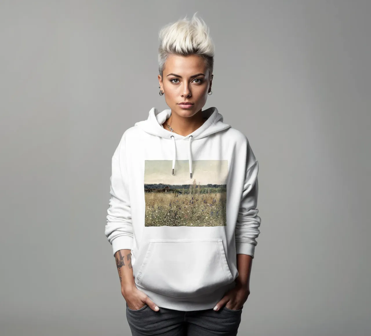 Flower Field Landscape felpa con cappuccio da apoloprints