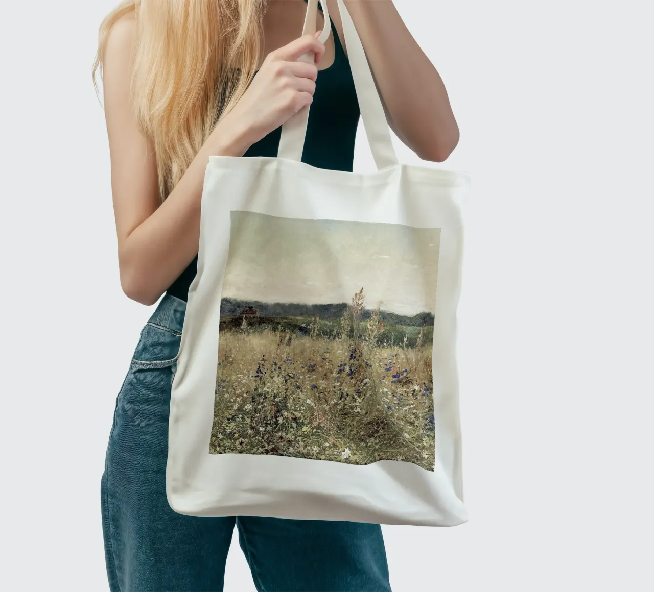 Flower Field Landscape tote bag by apoloprints
