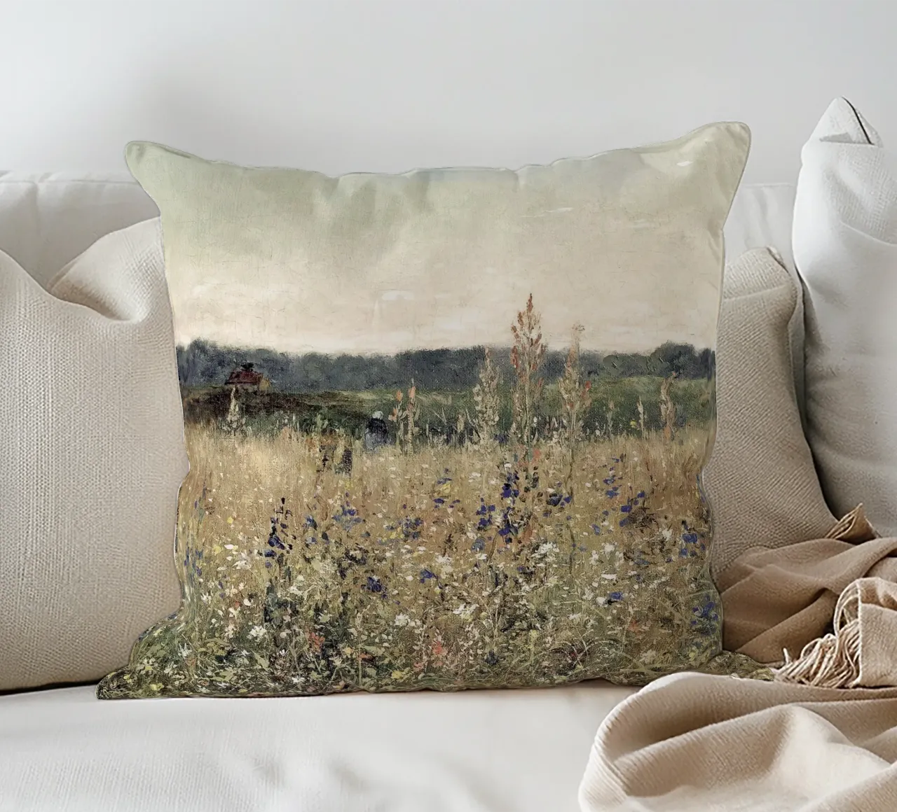 Flower Field Landscape cuscino da apoloprints