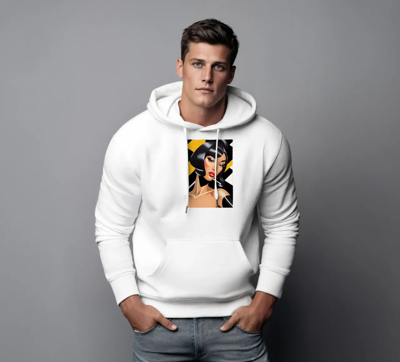 MODA RETRÒ GEOMETRICA VOGUE felpa con cappuccio da ART DECO