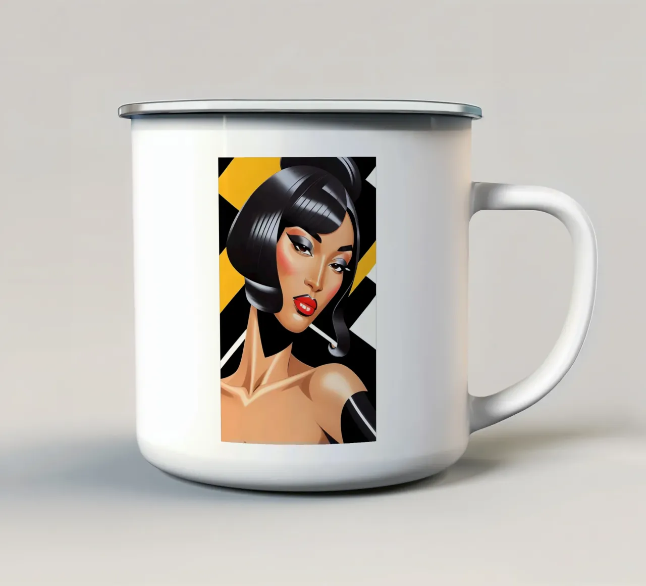 MODA RETRÒ GEOMETRICA VOGUE tazza in smalto da ART DECO