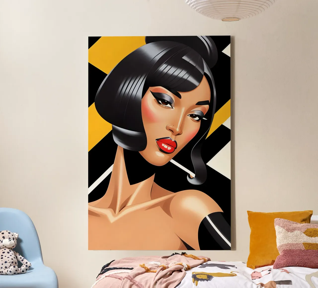 RETRO GEOMETRISCHE MODE canvas met Baklijst van ART DECO