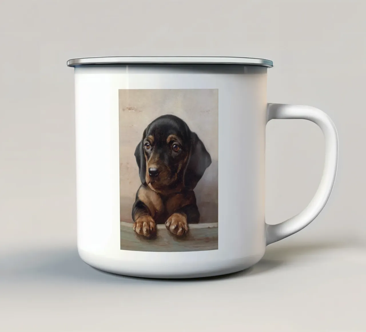 Dachshund Puppy tazza in smalto da apoloprints