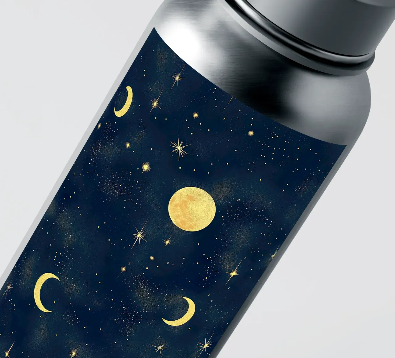 Golden Full Moon Star New Moon Universe Cosmic Celestial Art sticker by Gentle Echoes Art