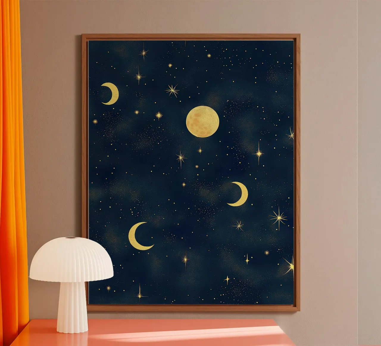 Golden Full Moon Star New Moon Universe Cosmic Celestial Art forex plate by Gentle Echoes Art