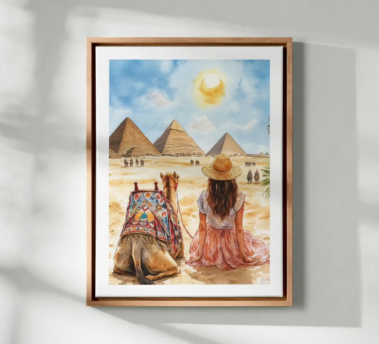 Contemplating the pyramids canvas with Floater frame by Shores & Skies