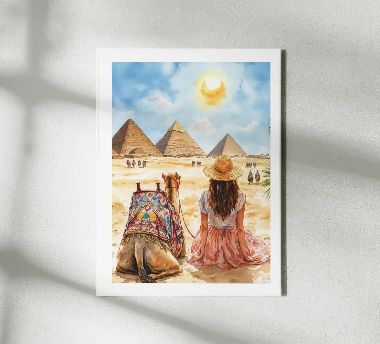 Contemplating the pyramids canvas with Floater frame by Shores & Skies