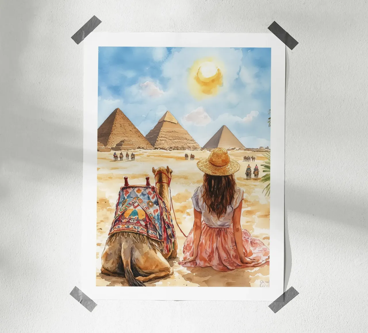 Contemplare le piramidi poster con telaio in plastica da Shores & Skies