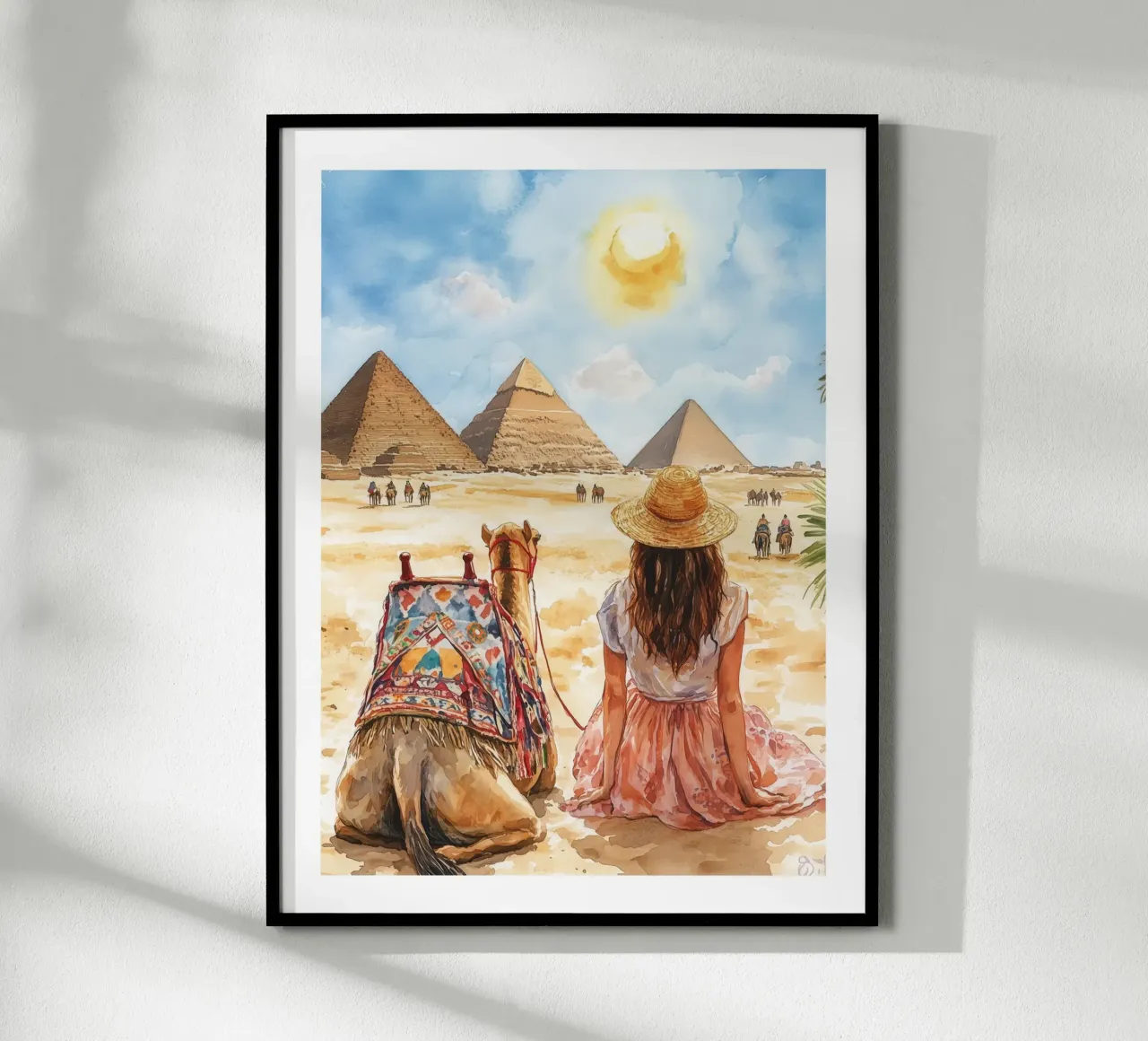 Contemplare le piramidi poster con telaio in plastica da Shores & Skies