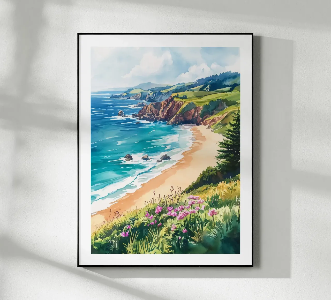 Paesaggio costiero con fiori selvatici plexiglass da Shores & Skies