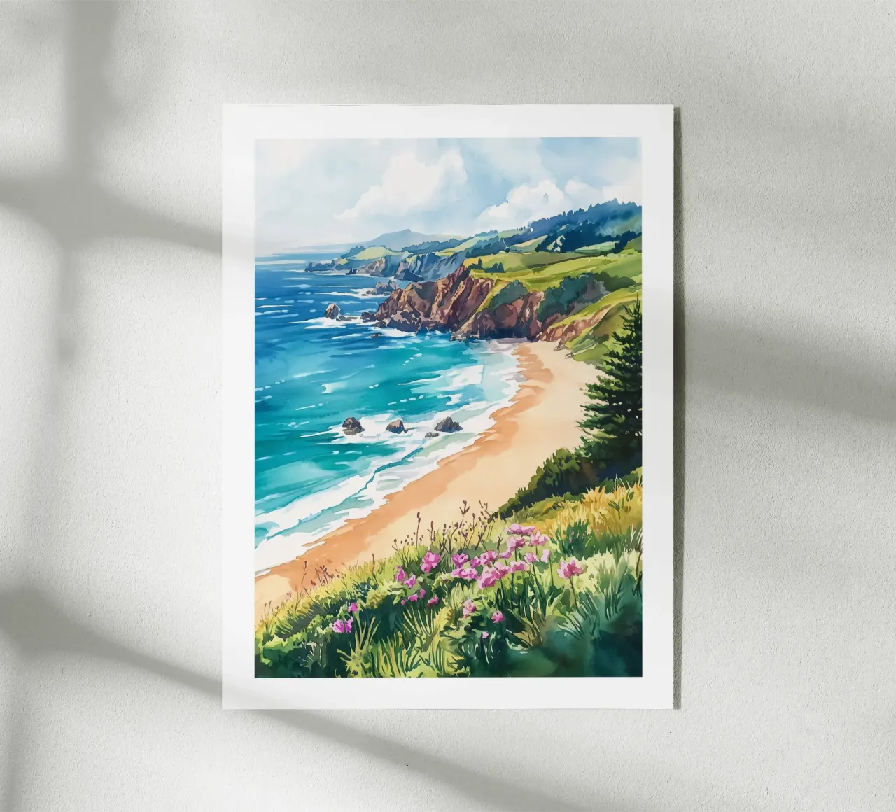 Paesaggio costiero con fiori selvatici plexiglass da Shores & Skies